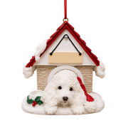 Ceramic Doghouse Ornament - Maltipoo