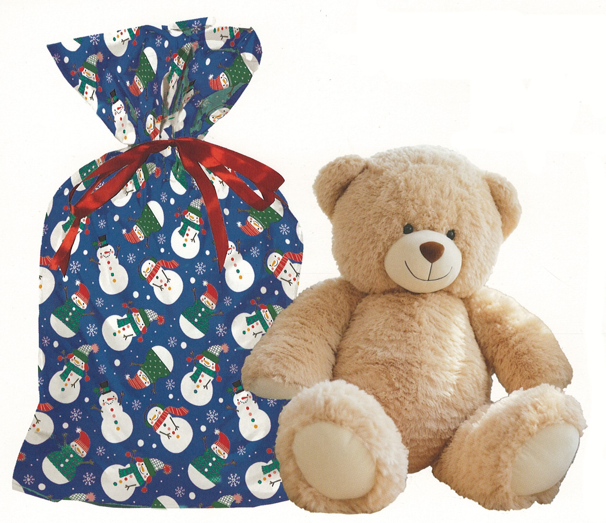 Jumbo Pullstring Gift Bag - Deep Sky Blue Snowmen