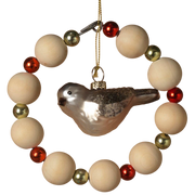 Beaded Chain Ornament with Chickadee