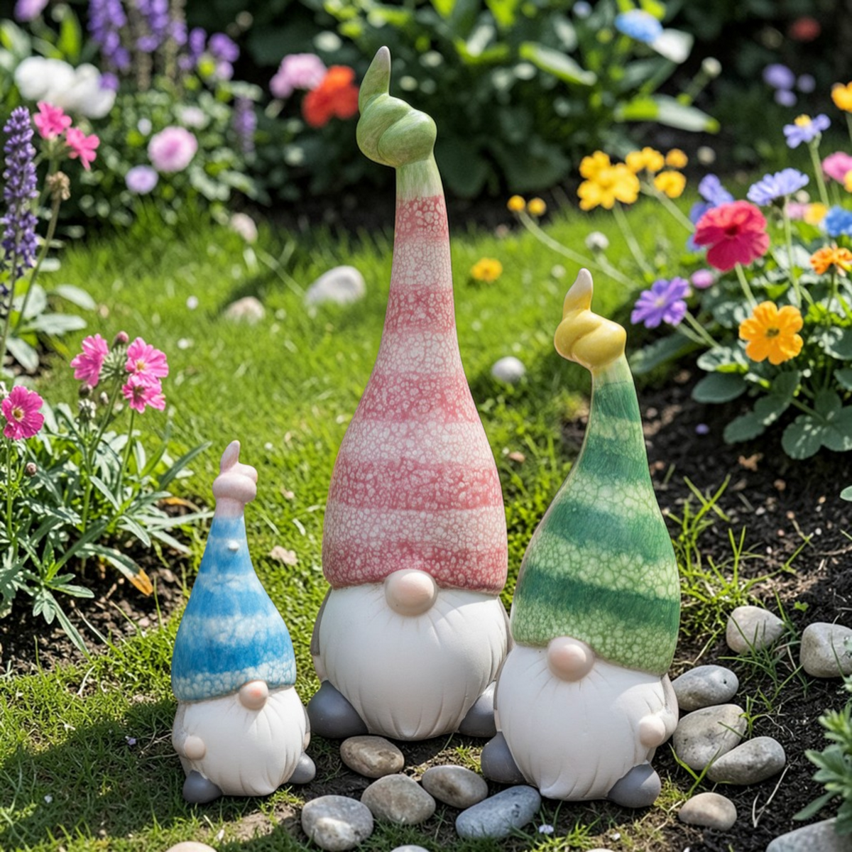 Terracotta Ceramic Gnomes - 3 Piece Set