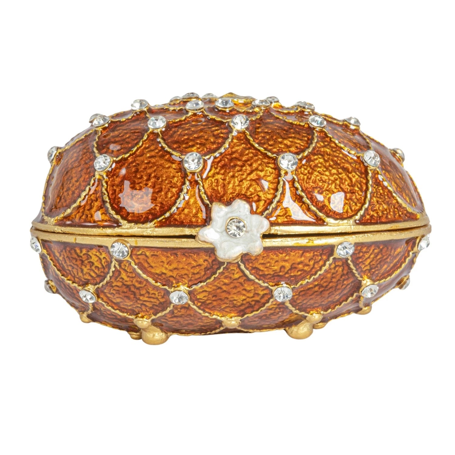 Trinket Box Enameled Metal Egg 3.5"l x 2.25"h by Homeportonline