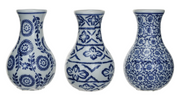 Vase Stoneware Hand-Stamped 3 Styles Blue & White (Sold Individually) by Homeportonline