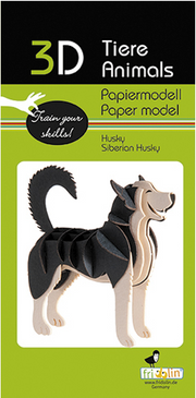 3D Paper Model Kit Dog Husky by Homeportonline