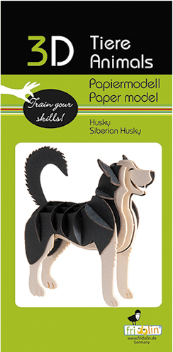 3D Paper Model Kit Dog Husky by Homeportonline