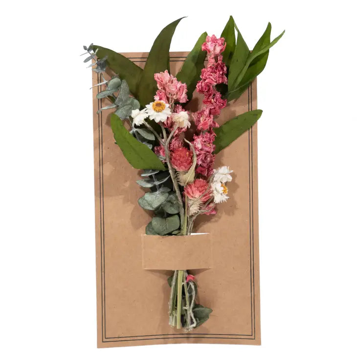 Mini Dried Flower Bouquet Eucalyptus & Larkspur - 2 Color Schemes