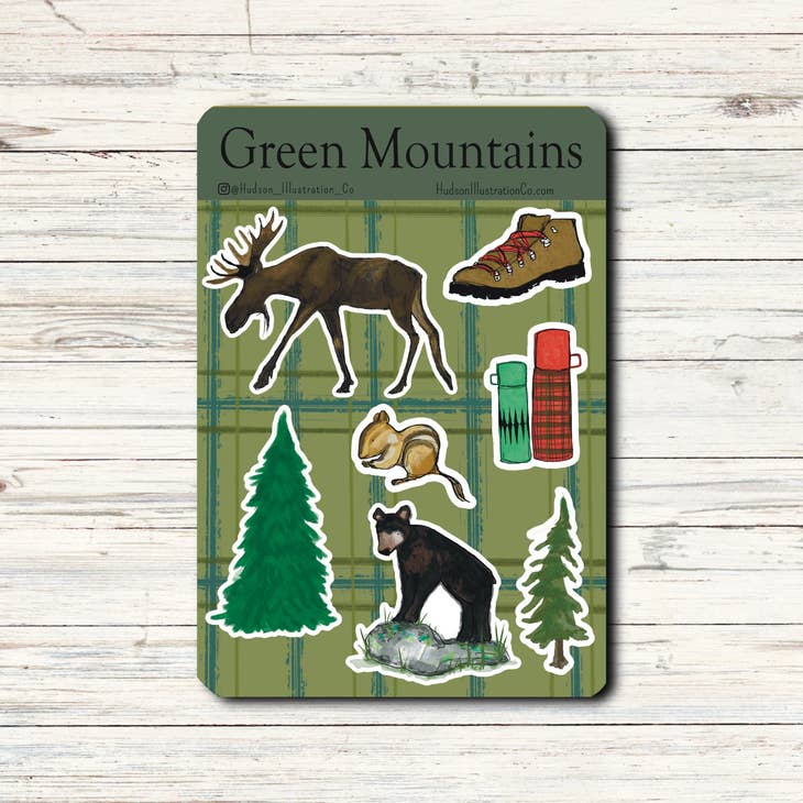 Sticker Sheet - Green Mountains - Hudson Illustration Company