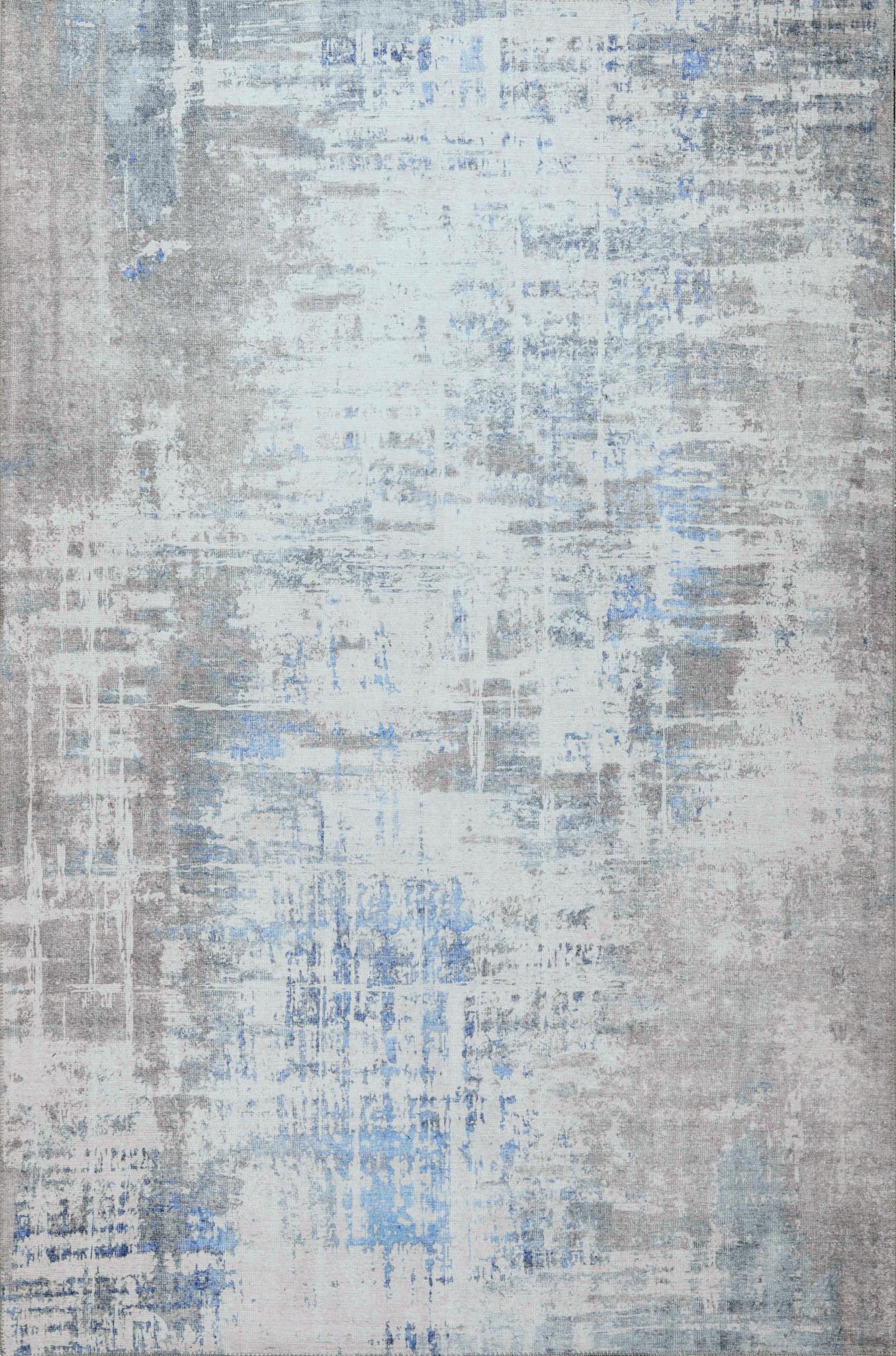 London Elements Grey/Blue Washable Rug 3'9" x 5'6" by Homeportonline