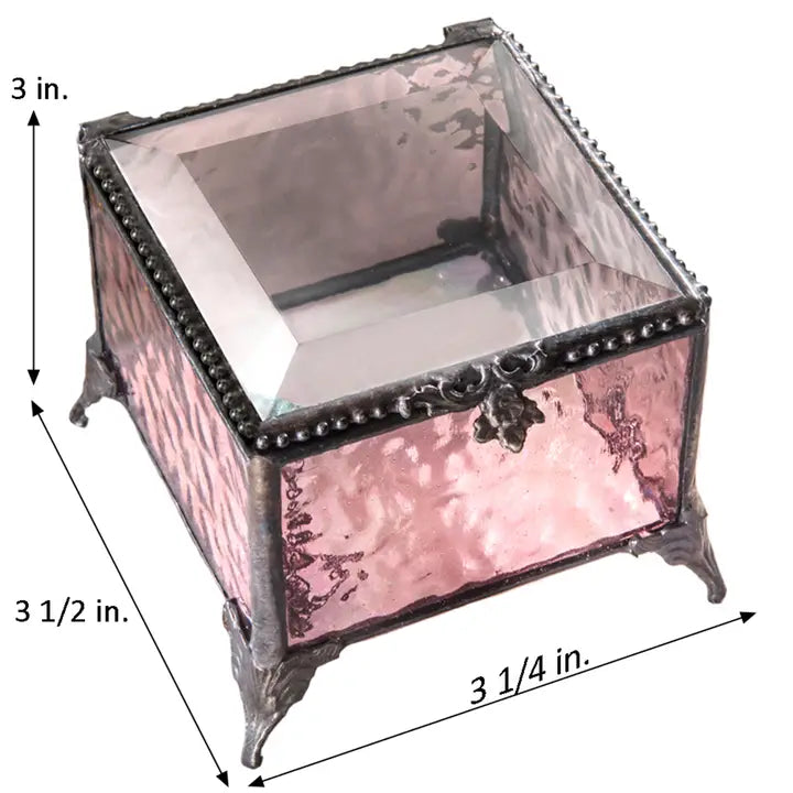 Pink Glass Jewelry Keepsake Trinket Box