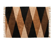 Rug Cotton Tufted Print Browns & Beige Triangle Stripe with Fringe 4' X 6' by Homeportonline