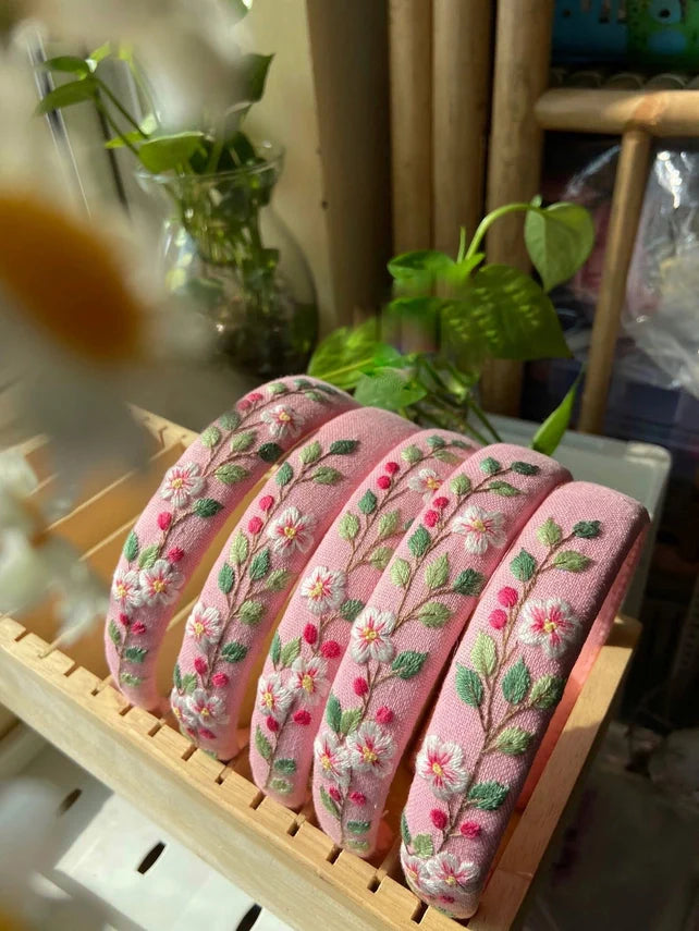 Summer Floral Embroidered Headband