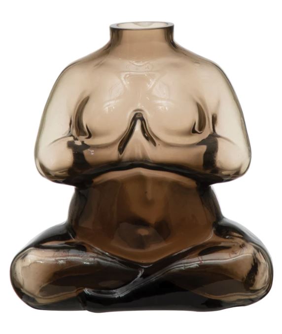Vase Glass Body Smoke Color 5" High by Homeportonline