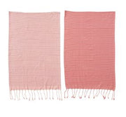 Turkish Cotton Tea Towel w/ Stripe & Fringe, 2 Colors by Homeportonline