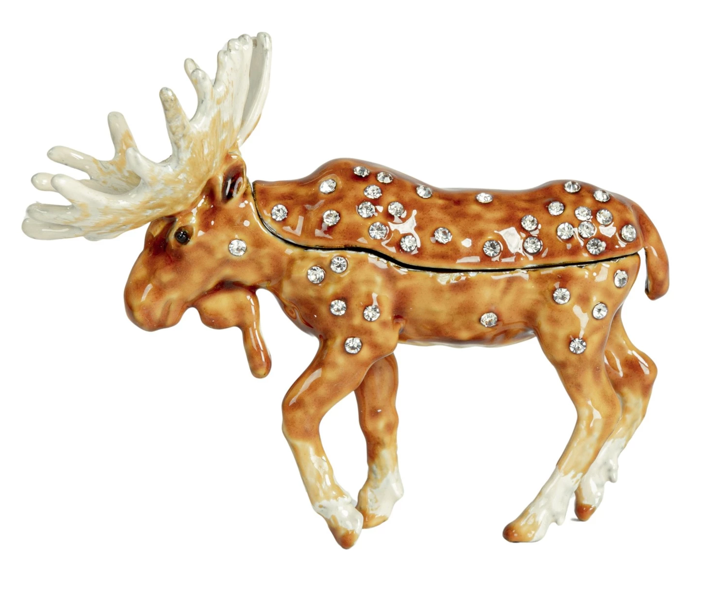 Trinket Box Enameled Metal Moose 3.5"l x 2.75"h by Homeportonline
