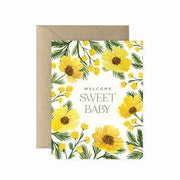 Welcome Sweet Baby Wildflower Greeting Card