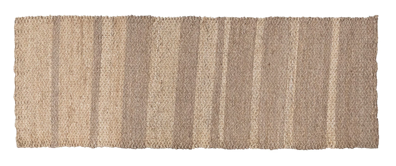 Rug Runner Handwoven Seagrass & Cornhusks Natural Stripes 6.5' Long by Homeportonline