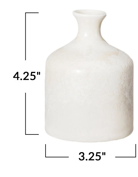 Vase Stoneware Cream Tall 4.25" high by Homeportonline