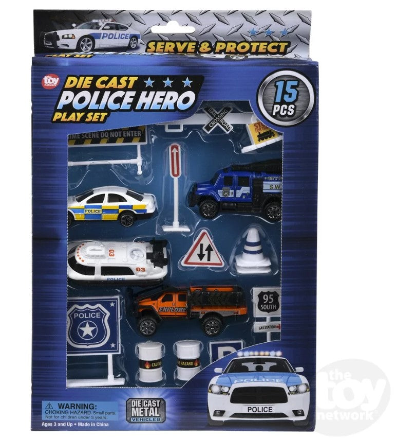 Diecast Play Set Police 15 Piece by Homeportonline