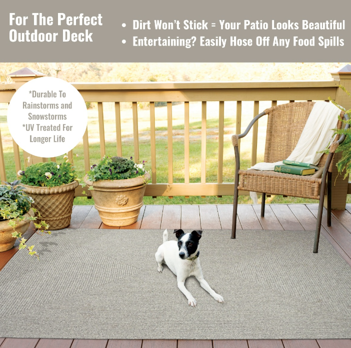 Ultra Durable Braided Rectangular Rug Slate 6' X 9' by Homeportonline