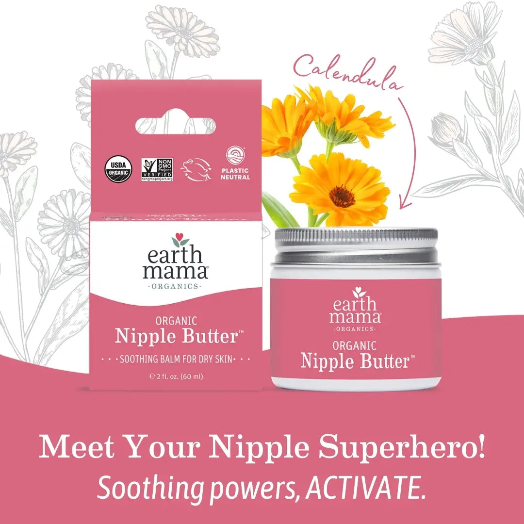 Earth Mama Organic Nipple Butter | Non-Sticky, Lanolin-Free, Non-GMO