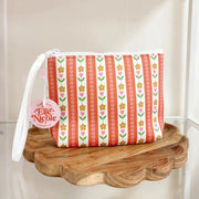 Cosmetic Bag with Wrist Strap - Tulip Stripes