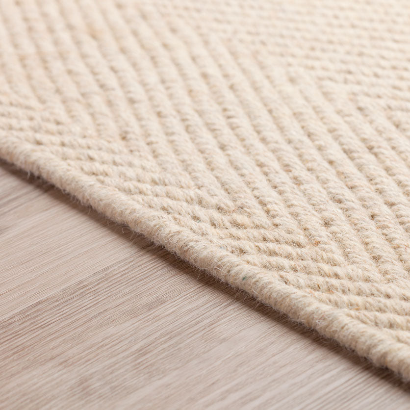 Monaco Herringbone Wool Rug Linen 5' X 7'6" by Homeportonline