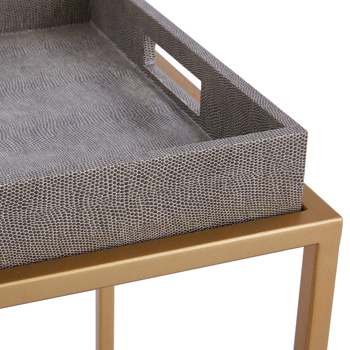 Side Table Removable Faux Shagreen Tray by Homeportonline