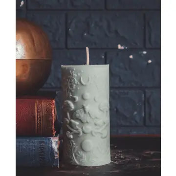 Moth and Mushroom Pillar Candle