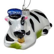 Glass Milk Cow Figurine Ornament - 4 Inch