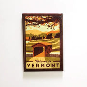 Vermont Vintage Souvenir Magnet | Covered Bridge in Fall