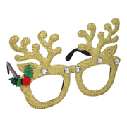 Glittering Gold Reindeer Glasses