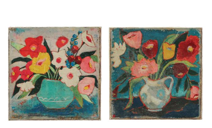 Wall Décor Canvas Vase With Flowers Multi Colored 2 Styles (Sold Separately) 13.75" Square by Homeportonline