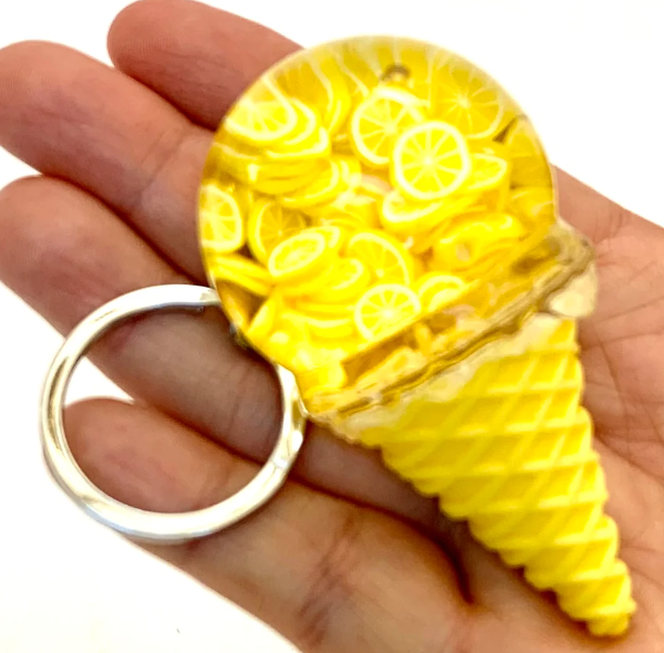 Keychain Charm Ice Cream Cone Floaty Fruit (Sold Individually) by Homeportonline