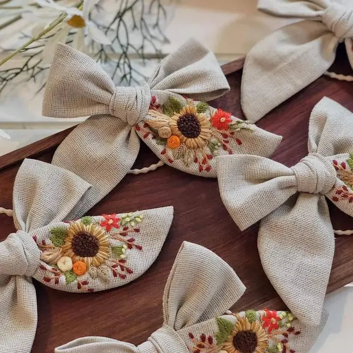 Embroidered Hair Bow