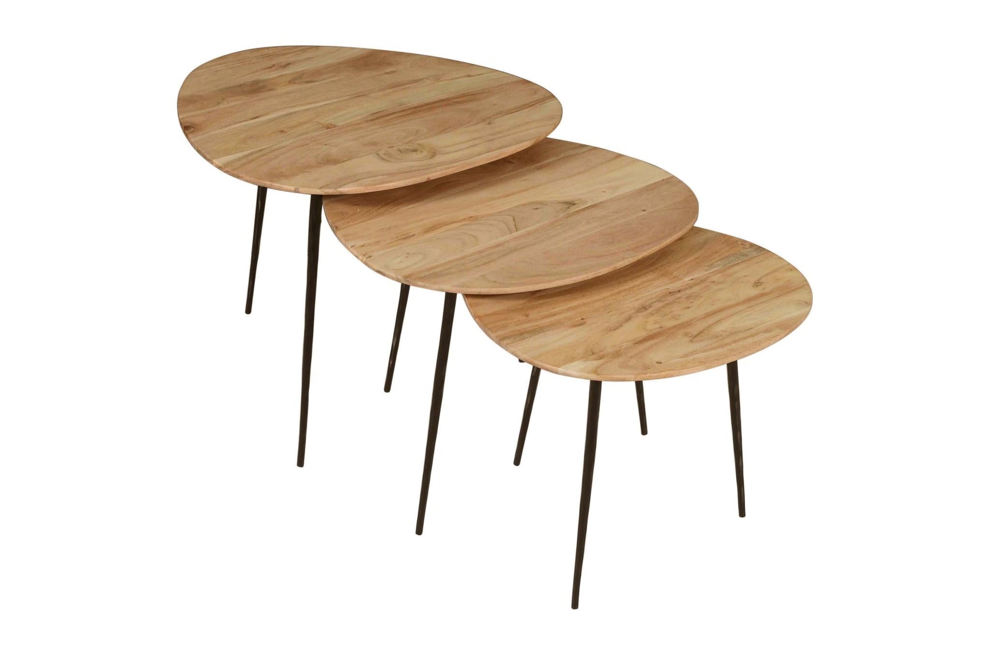 Global Archives Reeves Nesting Tables Mango Wood Natural Set of 3 by Homeportonline