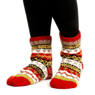 Fair Isle Pure Wool Knitted Socks