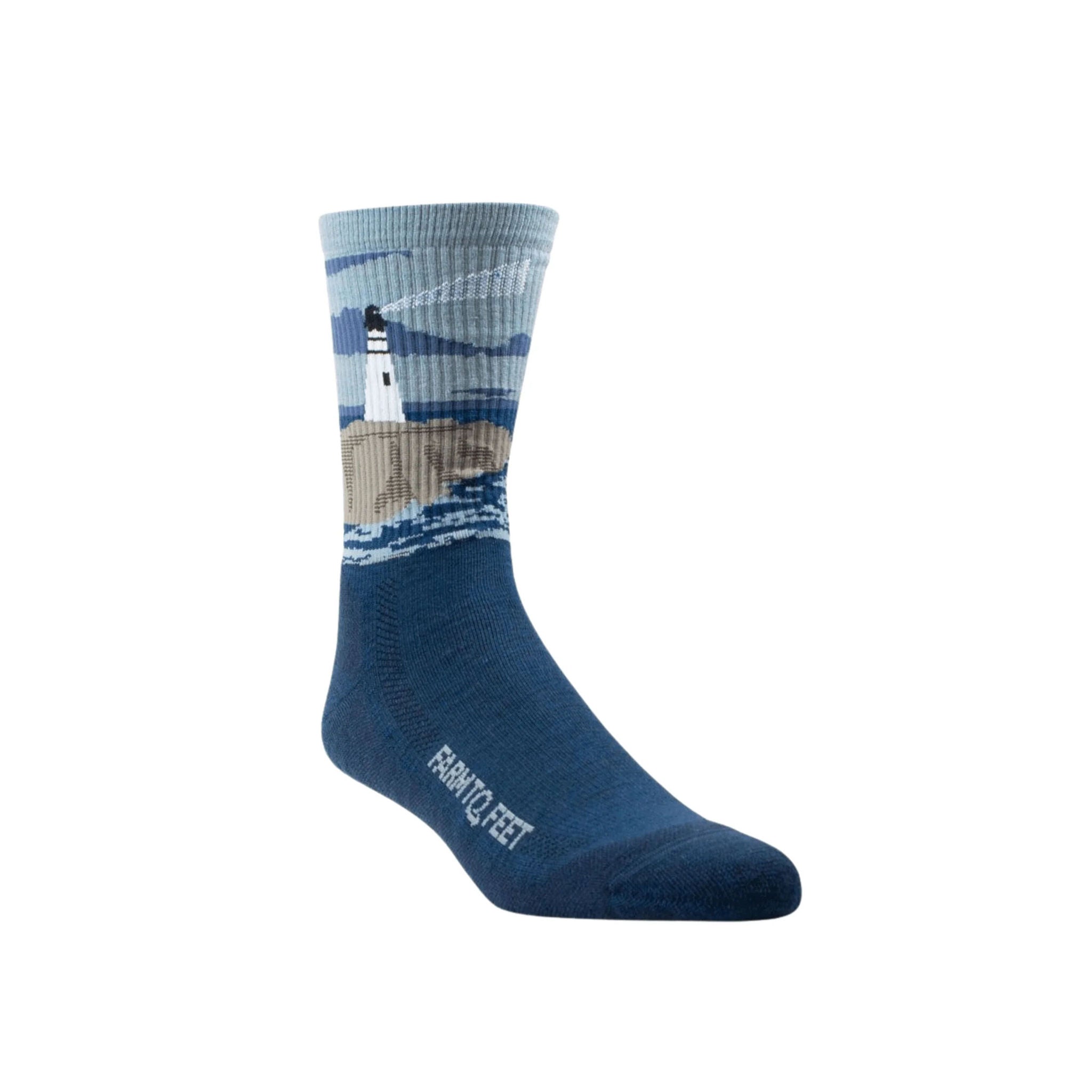 Farm To Feet Men's Cape Light Cushion Three Quarter Crew Socks - Denim Blue by Lenny's Shoe & Apparel