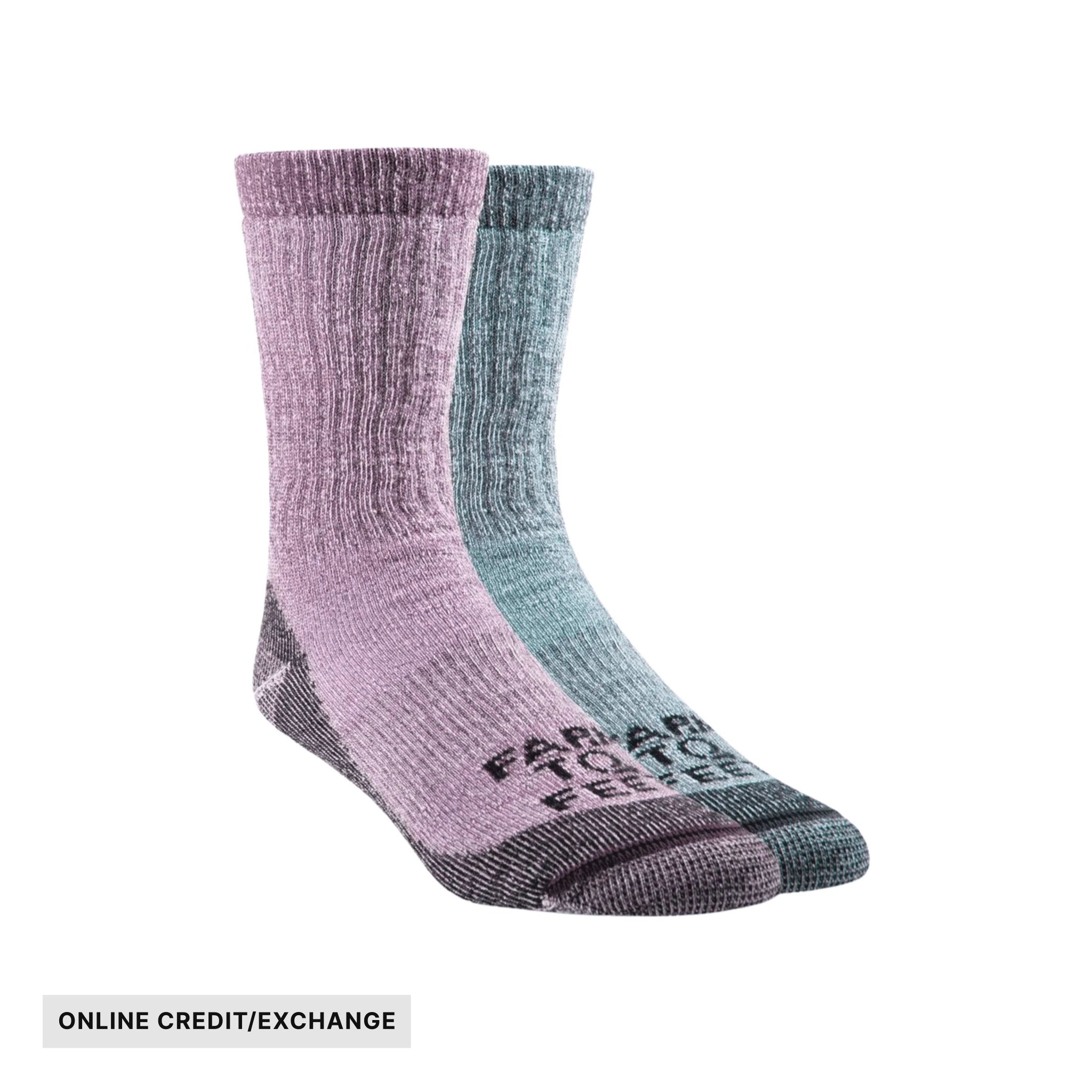 Farm To Feet Women's Rugged Trail Boulder 2 Pair Full Cushion Crew Socks - Lavendula/Niagra Blue