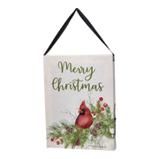 Fiber Optic Lighted Canvas Art - Merry Christmas Cardinal