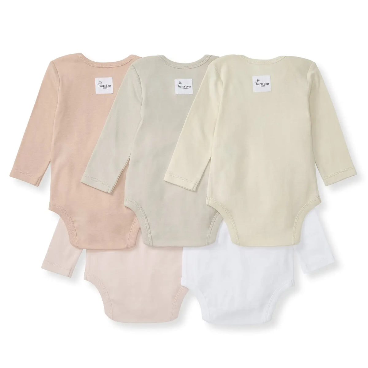 Solid Organic Cotton Long Sleeve Bodysuits 5 Pack | Pink Sand