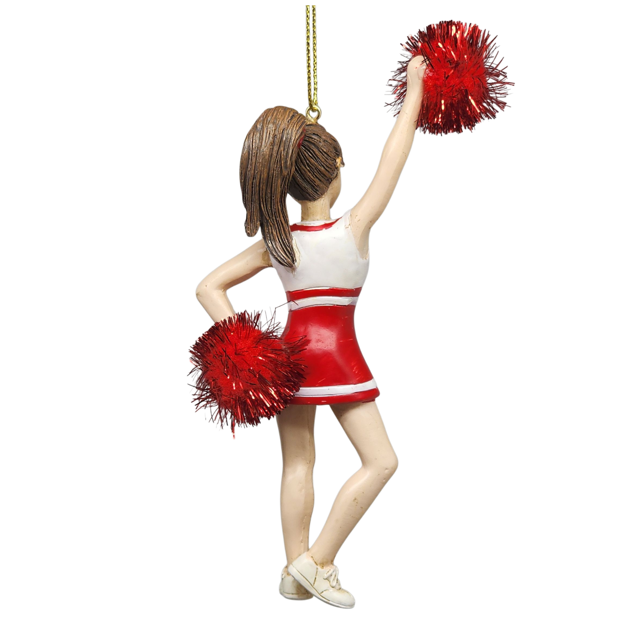 Pom-Pom Cheerleader Ornament - Red - 5.5 Inches