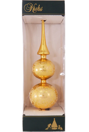 Glass 13 Inch Treetop Finial - Shiney Gold with Glitterlace