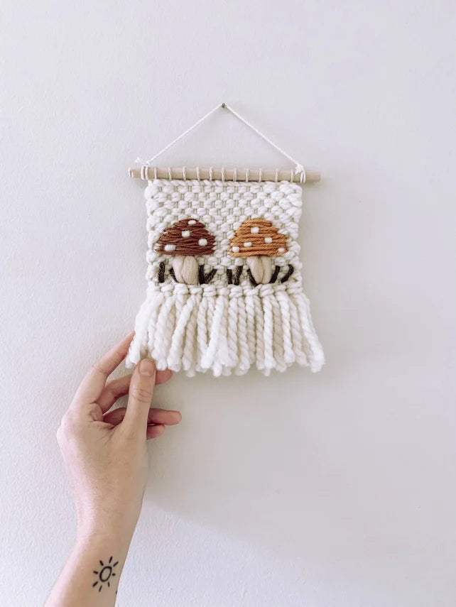 Mushroom Wall Hanging Decor - Woven Embroidered