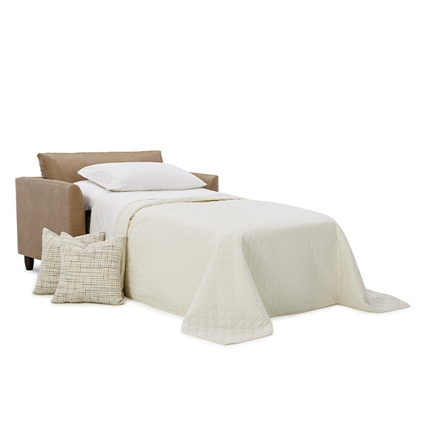 Bayment Sleeper Chair Twin Size Innerspring Mattress Pepper Dark Walnut Leg by Homeportonline