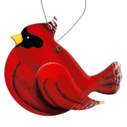 Wooden Cardinal Ornament - In flight facing Left