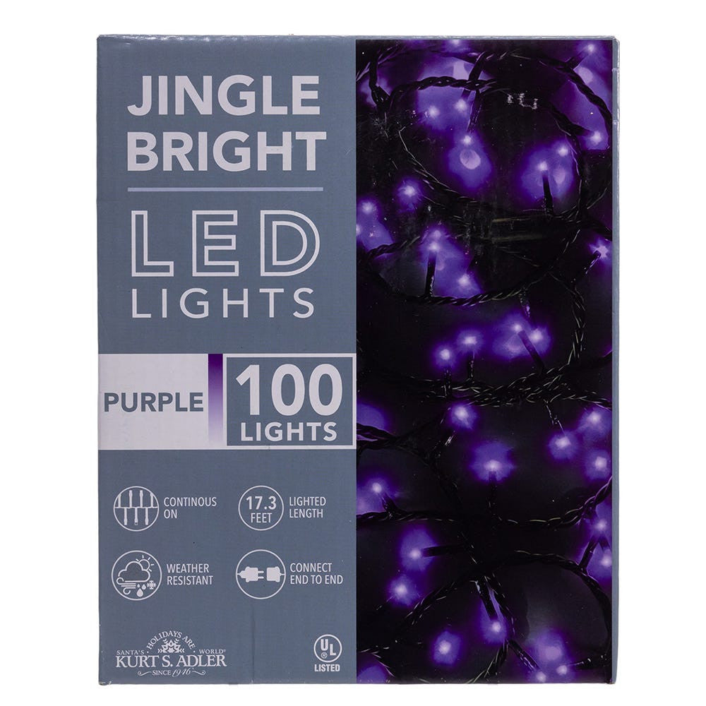 Jingle Bright 100 LED Light Set - Purple - Green Wire