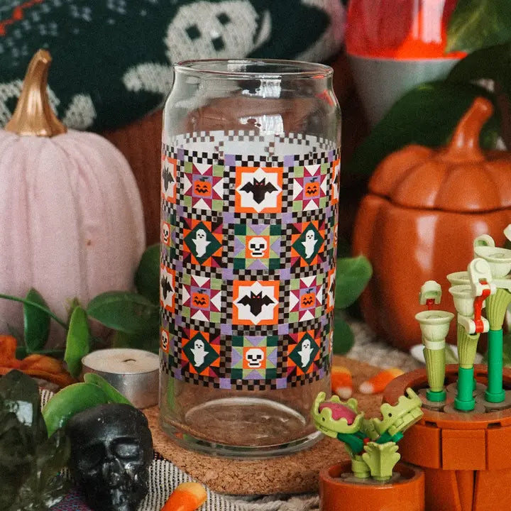 Spooky Garden 20 oz. Can Glass| Cozy Halloween vibes