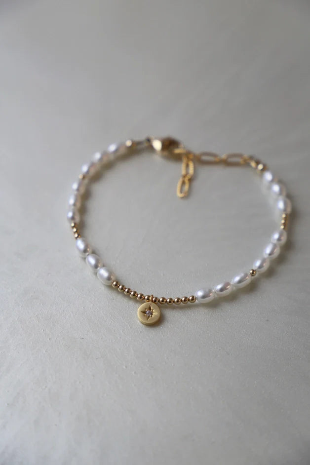 Pearl Beaded Star Medallion Bracelet