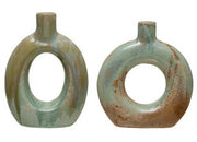 Vase Stoneware Cut-Out Opal Reactive Glaze Celadon 2 Styles (Sold Individually) by Homeportonline