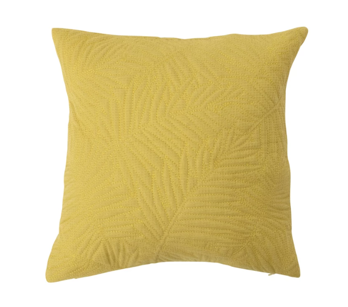 Pillow Quilted Fern Frond Pattern Cotton Chartreuse 16" Square by Homeportonline