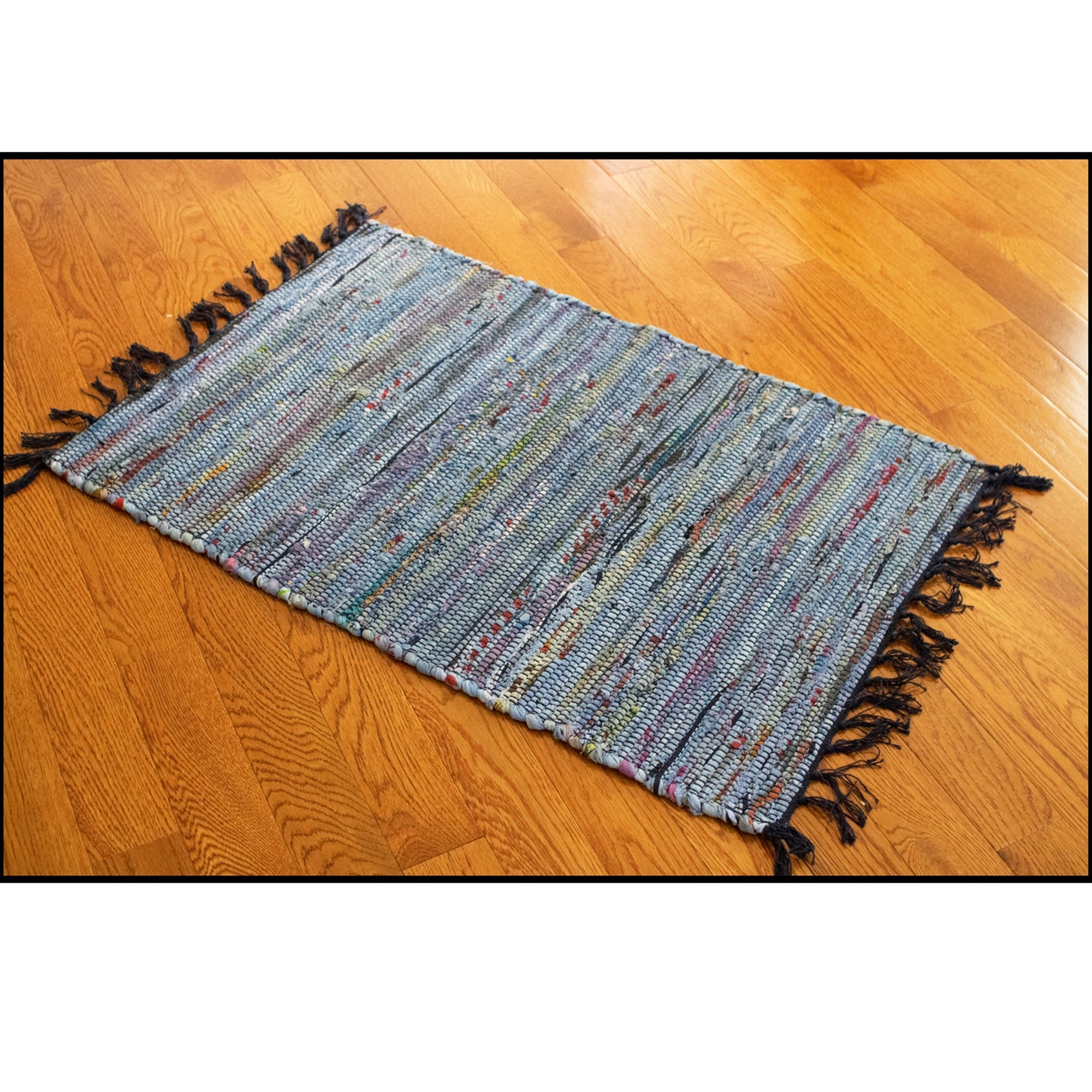 Rag Rug Overdyed Cotton Blue 3'x5 by Homeportonline